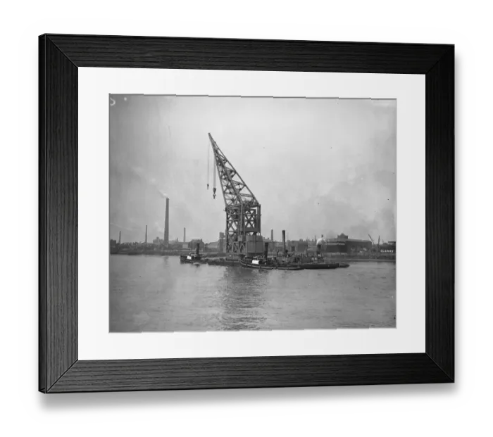 Framed Print : Giant crane in transit on the Thames 26 July 1929 Framed Print : Giant crane in transit on the Thames 26 July 1929