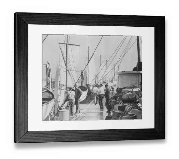 Framed Print : New sailing life boat gives liner a queer appearance A deck view of the Pacific Framed Print : New sailing life boat gives liner a queer appearance A deck view of the Pacific