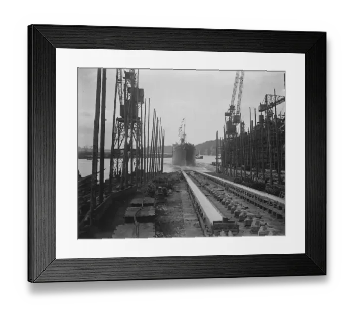 Framed Print : Launching of the War Glory at Chepstow The vessel taking the water 21 April 1920 Framed Print : Launching of the War Glory at Chepstow The vessel taking the water 21 April 1920