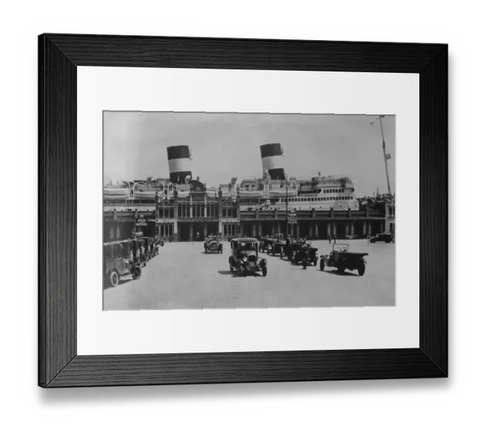 Framed Print : The maritime railway station at Barcelona, showing how small it appears beside Framed Print : The maritime railway station at Barcelona, showing how small it appears beside