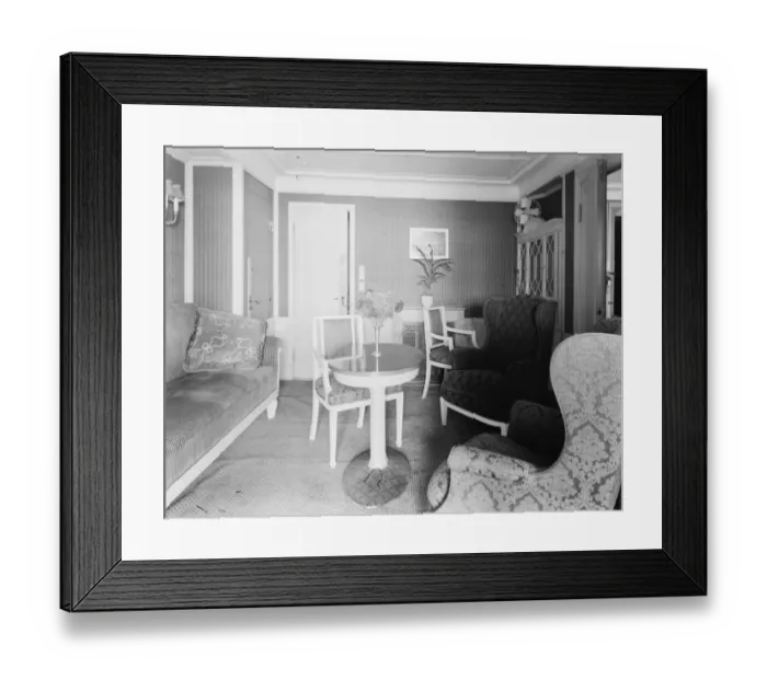 Framed Print : Suite on Berengaria. The sitting room. 1 July 1924 Framed Print : Suite on Berengaria. The sitting room. 1 July 1924
