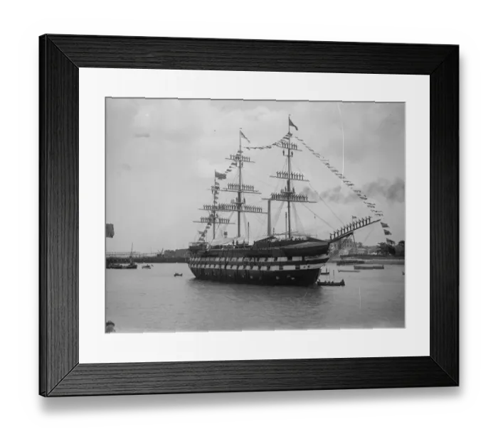 Framed Print : Duke of York visits the Worcester off Greenhithe. The boys dress ship