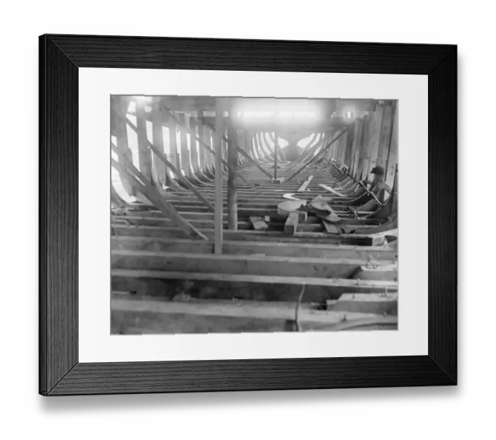 Framed Print : Barge building at Farnborough 30 October 1920
