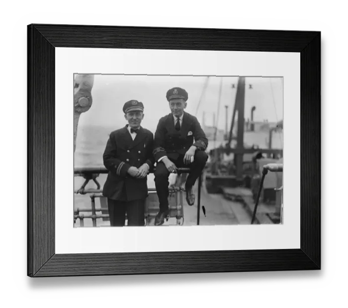Framed Print : The Atlantic rescue drama. The two operators, Kenneth Upton, Chief wireless operator