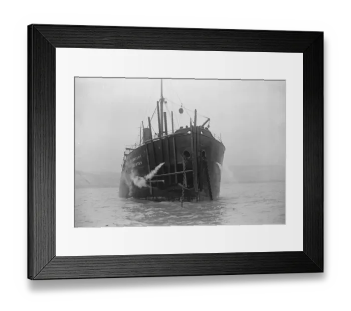 Framed Print : Tremendous damage to steamers Blackworth and Lozovsky after collision in the channel Framed Print : Tremendous damage to steamers Blackworth and Lozovsky after collision in the channel