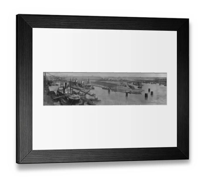 Framed Print : Where the French control Ruhr coal exports. The Prussian Port of Emden at which