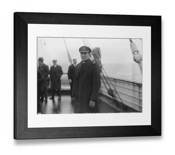 Framed Print : The Atlantic rescue drama. F M Upton, fourth officer of the Roosevelt, who