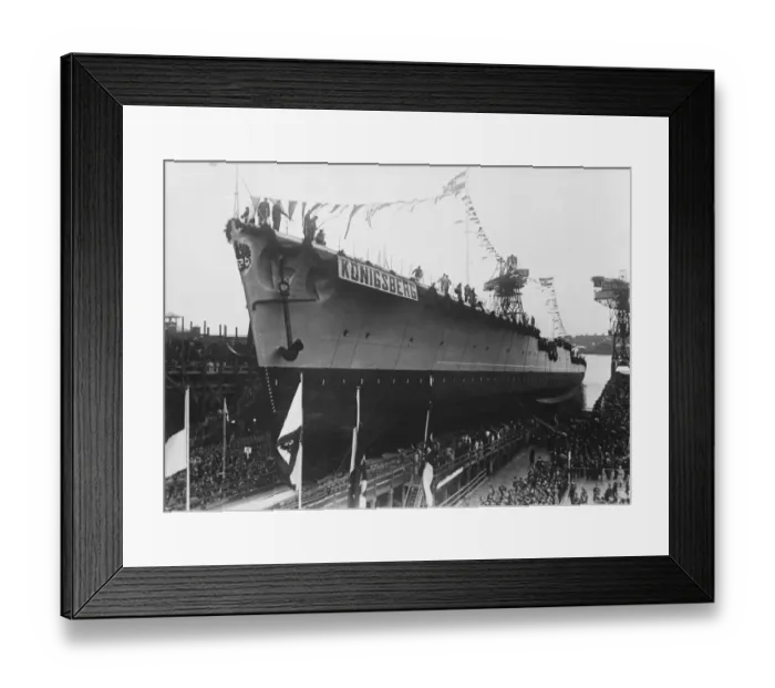 Framed Print : Germanys new cruiser, Konigsberg, launched at Wilhelmshaven. The vessel