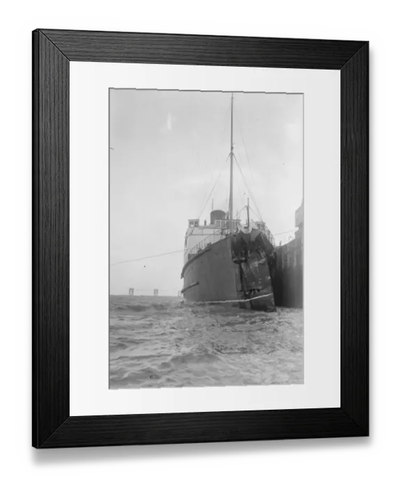 Framed Print : Channel steamer in a crash. The Maid of Kent, the Southern Railway Cos cross Channel steamer Framed Print : Channel steamer in a crash. The Maid of Kent, the Southern Railway Cos cross Channel steamer