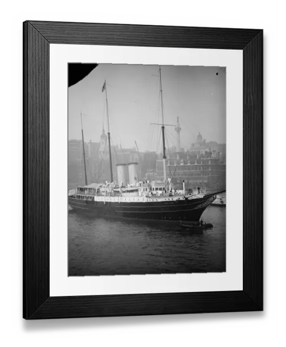 Framed Print : Ex - Royal yacht Alexandra in the Thames. The new Prins Olav coming to her moorings Framed Print : Ex - Royal yacht Alexandra in the Thames. The new Prins Olav coming to her moorings