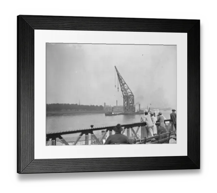 Framed Print : Giant crane in transit on the Thames 26 July 1929 Framed Print : Giant crane in transit on the Thames 26 July 1929