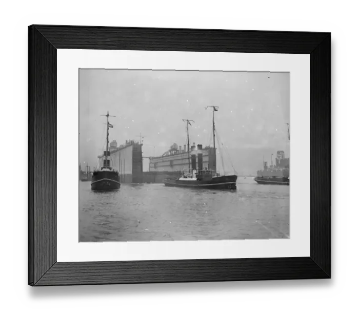Framed Print : The first half of the new floating dock for Singapore leaving the Tyne On the right Framed Print : The first half of the new floating dock for Singapore leaving the Tyne On the right