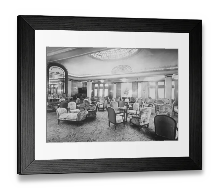 Framed Print : SS Paris The drawing room ( raised platform with piano and row of chairs on extreme left
