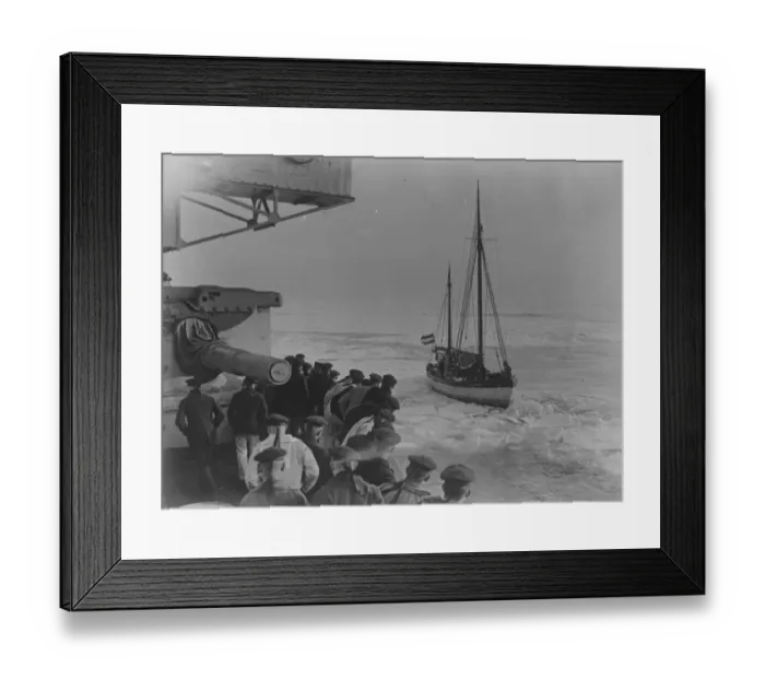 Framed Print : Battleship as ice breaker. Over 40 ships freed in the frozen Baltic Sea. Owing