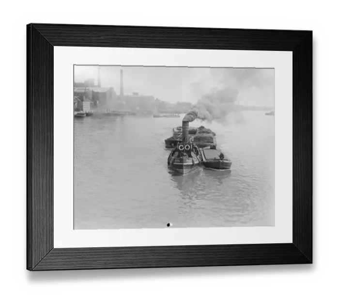 Framed Print : Barging through the coal shortage The tug Maud has clearly enough coal to keep going Framed Print : Barging through the coal shortage The tug Maud has clearly enough coal to keep going