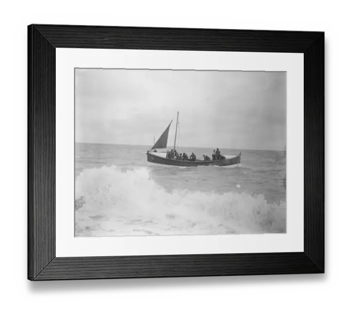 Framed Print : New type of motor lifeboat Priscilla Macbean launched at Eastbourne on Wednesday 27 Framed Print : New type of motor lifeboat Priscilla Macbean launched at Eastbourne on Wednesday 27