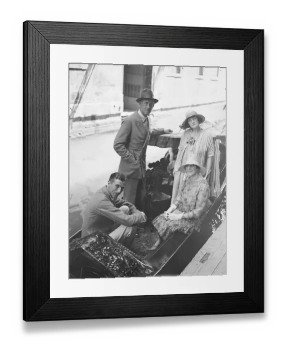 Framed Print : On the Lido Princes Andrew of Greece ( standing ) and Princess Andrew of Greece