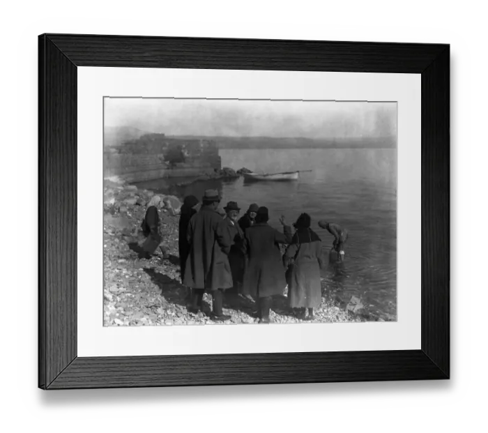Framed Print : English tourists on the shores of the Sea of Galilee at Tiberius. 1 February 1925 Framed Print : English tourists on the shores of the Sea of Galilee at Tiberius. 1 February 1925