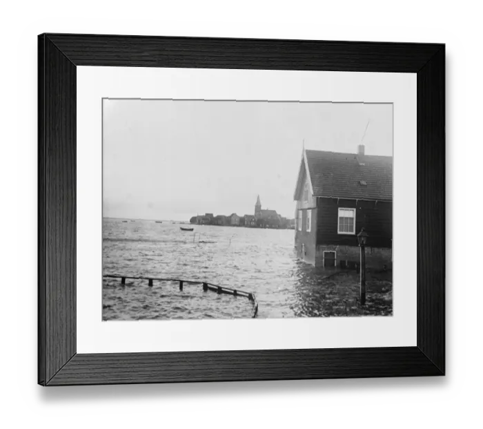Framed Print : Great floods in Holland, The Isle of Marken has been totally inundated by the waves Framed Print : Great floods in Holland, The Isle of Marken has been totally inundated by the waves