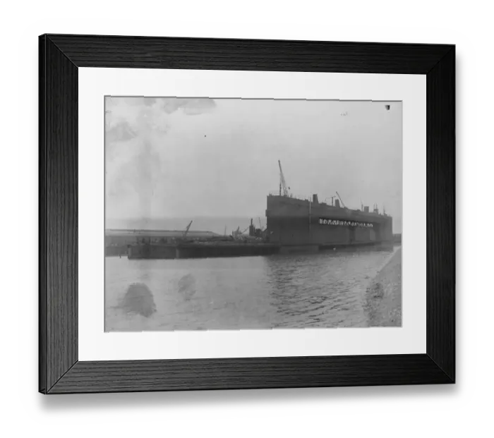 Framed Print : To salvage German warships at Scapa Flow Surrendered German submarine dock, converted Framed Print : To salvage German warships at Scapa Flow Surrendered German submarine dock, converted