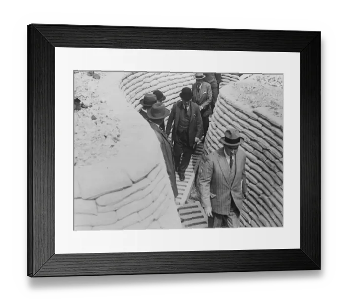 Framed Print : The Prime Minister in the trenches. Mr Stanley Baldwin walking through the Canadian Framed Print : The Prime Minister in the trenches. Mr Stanley Baldwin walking through the Canadian