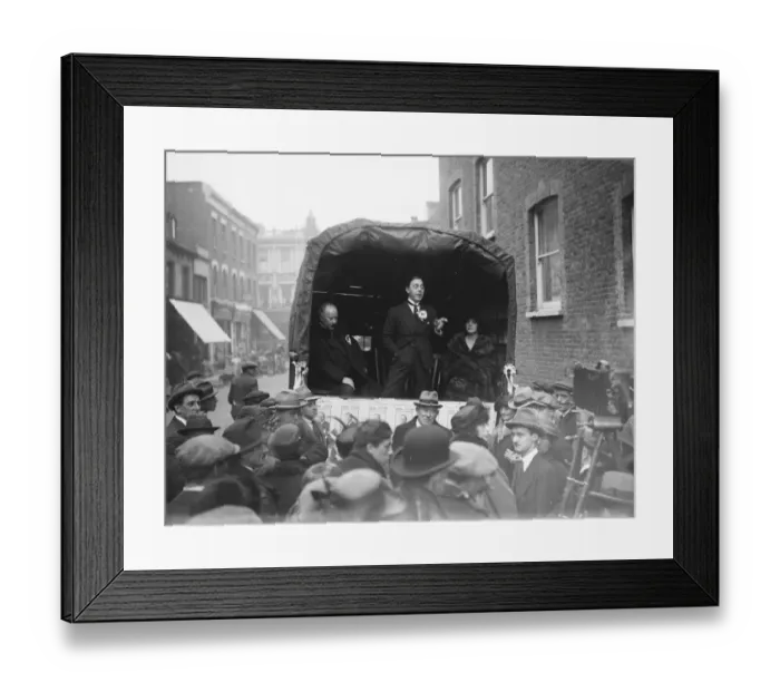 Framed Print : The Election Mr and Mrs Lupino Lane addressing a meeting at Balham on behalf of Framed Print : The Election Mr and Mrs Lupino Lane addressing a meeting at Balham on behalf of