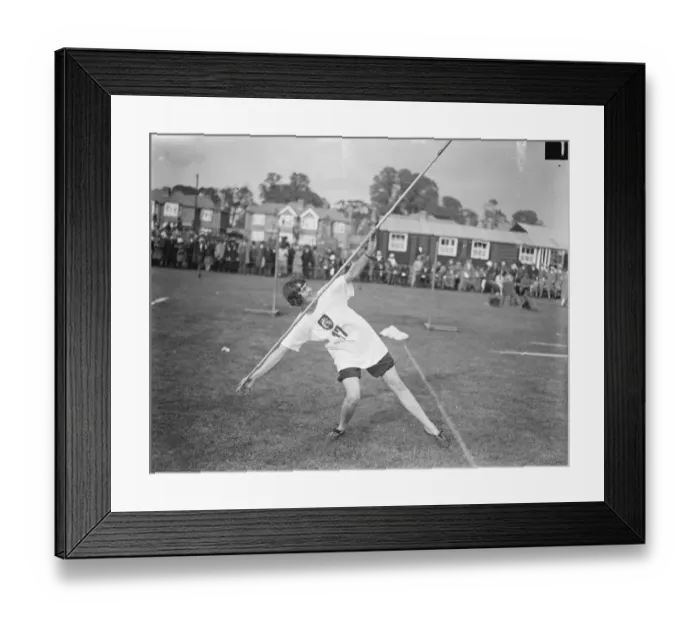 Framed Print : WaA Championships at Bromley. Miss Elliott Lynn, winner of the javelin throwing