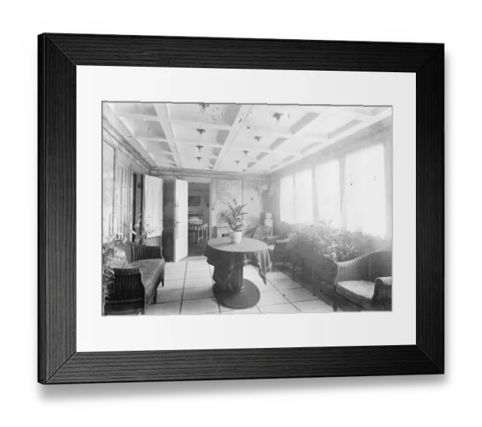 Framed Print : Suite on Berengaria. The Private Verandah. The windows on the right command