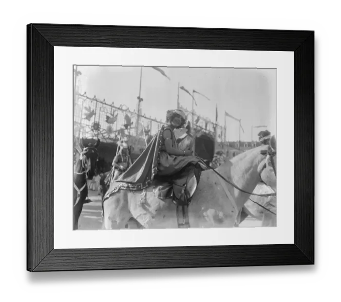 Framed Print : King Carnival at Nice. A carnival figure on horseback. 26 February 1924 Framed Print : King Carnival at Nice. A carnival figure on horseback. 26 February 1924