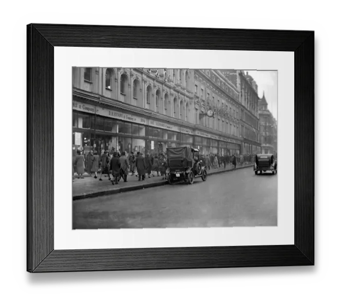 Framed Print : Shopping scenes in Oxford Street at D. H. Evans. 29 November 1929