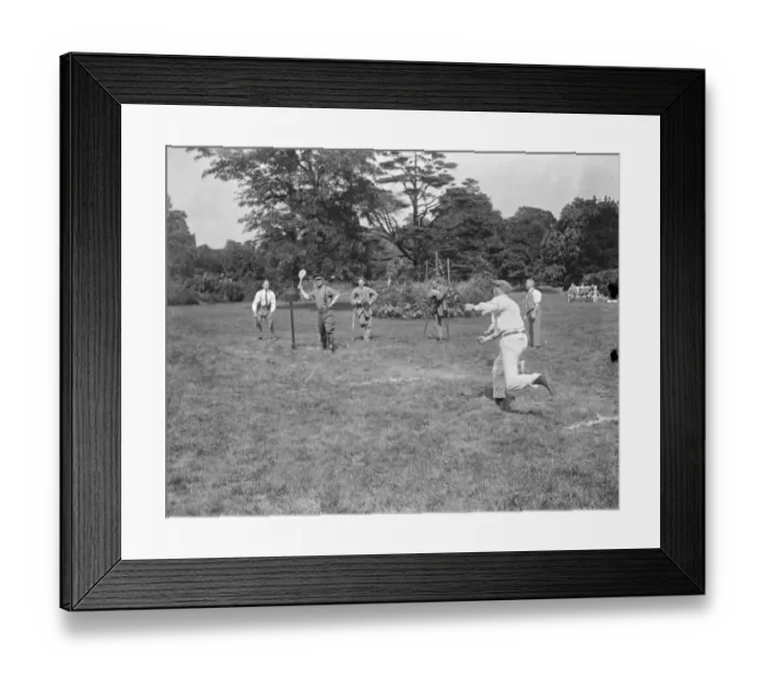 Framed Print : Stoolball at Fulham Palace. Wounded soldiers versus London Clergymen Framed Print : Stoolball at Fulham Palace. Wounded soldiers versus London Clergymen