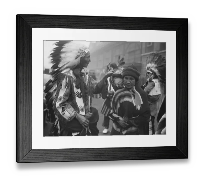 Framed Print : Original caption: Arrival of Red Indians in London. To appear at Olympia Circus