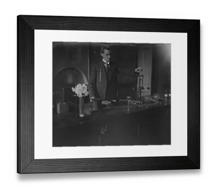 Framed Print : Liquid Air Marvels at Scientific Novelties Exhibition Mr R R Butler demonstrating Framed Print : Liquid Air Marvels at Scientific Novelties Exhibition Mr R R Butler demonstrating