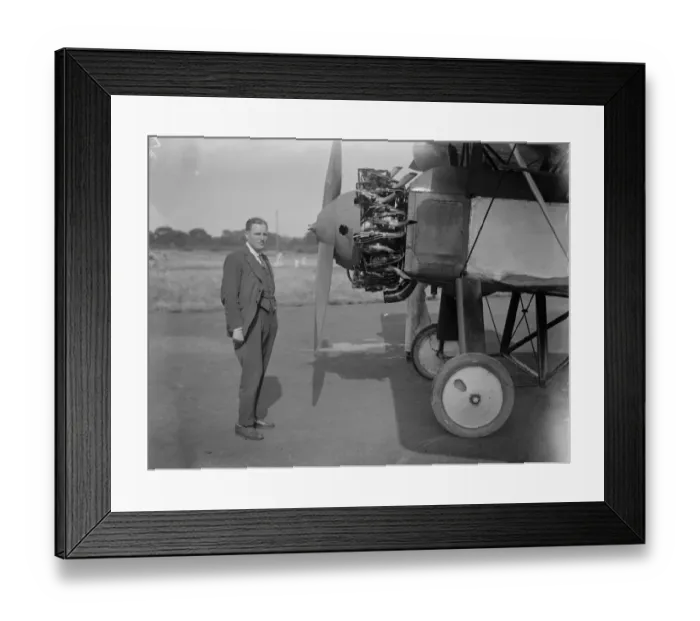 Framed Print : Air Race round Britain Flight Lieutenant H W G Jones standing in front of his machine Framed Print : Air Race round Britain Flight Lieutenant H W G Jones standing in front of his machine