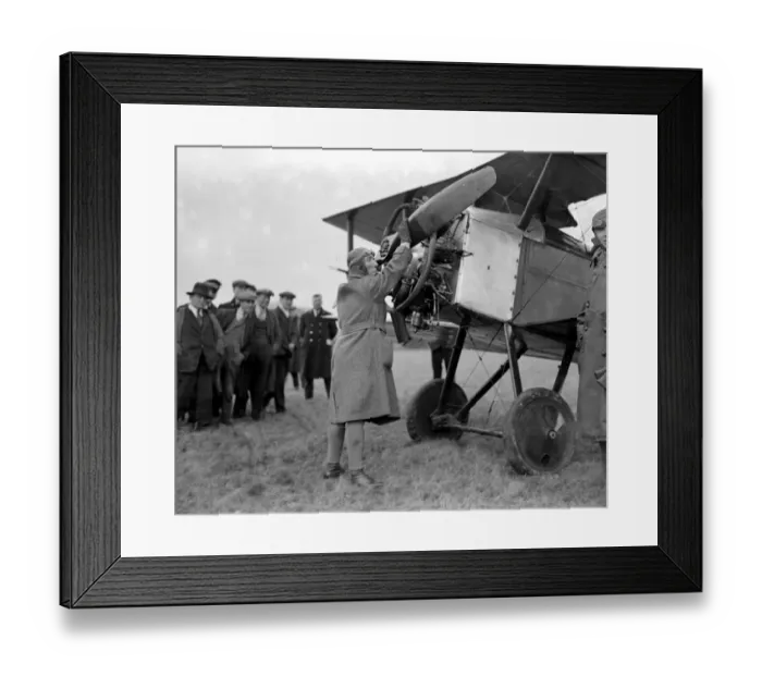 Framed Print : George Duller, the jockey, with the Aeroplane on which he arrived at Gatwick Steeplechases Framed Print : George Duller, the jockey, with the Aeroplane on which he arrived at Gatwick Steeplechases