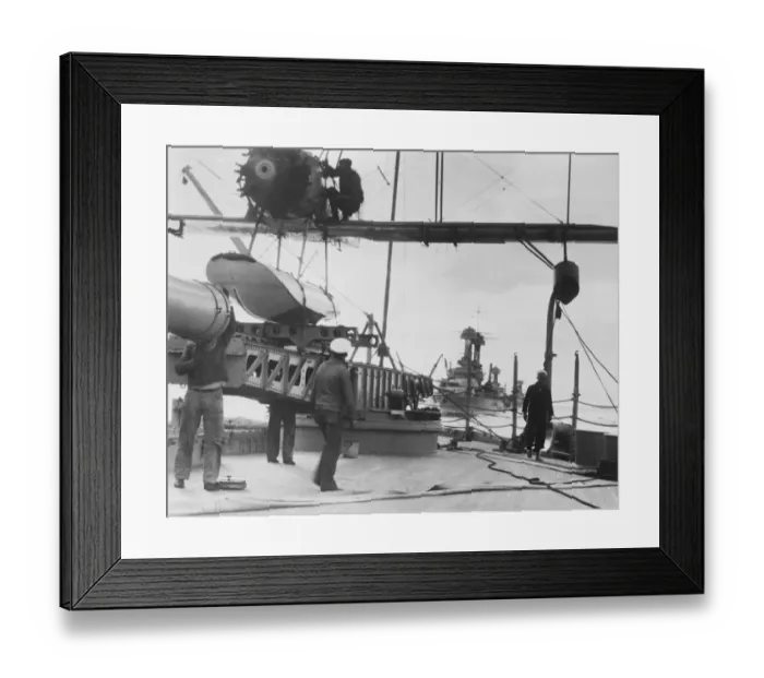 Framed Print : Catapult flight from American warship. A combat plane being got ready to be catapulted Framed Print : Catapult flight from American warship. A combat plane being got ready to be catapulted