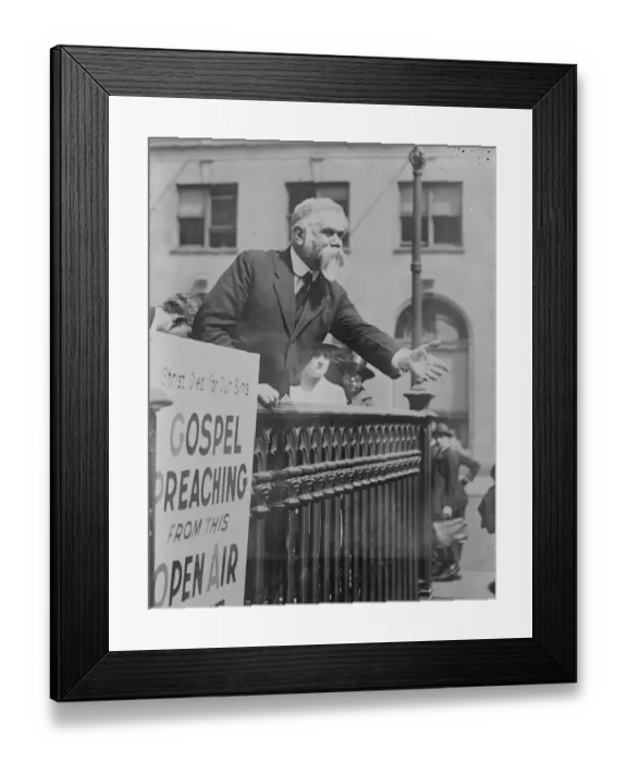 Framed Print : Scottish Preacher in New York Dr John McNeill of Scotland, addressing an open air Framed Print : Scottish Preacher in New York Dr John McNeill of Scotland, addressing an open air