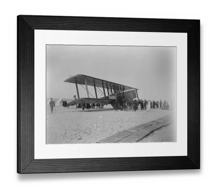 Framed Print : Giant Paris London aeroplane makes forced landing on sands The machine after landing Framed Print : Giant Paris London aeroplane makes forced landing on sands The machine after landing