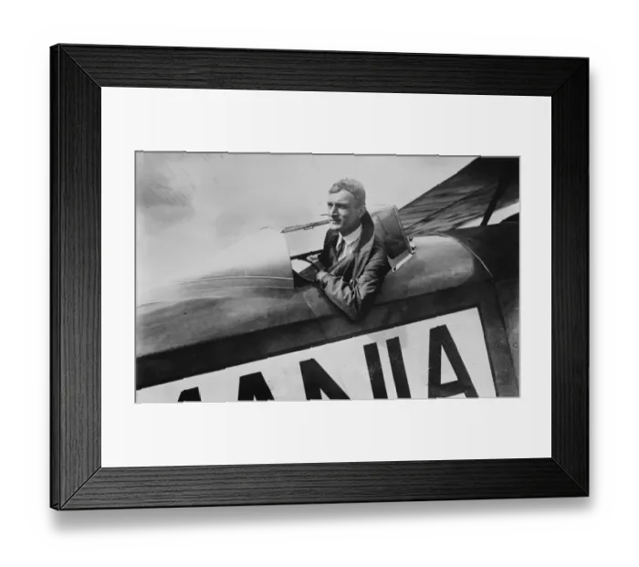 Framed Print : Germany to New York flight. Asst Pilot of the Germania, SOLM, posed in machine Framed Print : Germany to New York flight. Asst Pilot of the Germania, SOLM, posed in machine