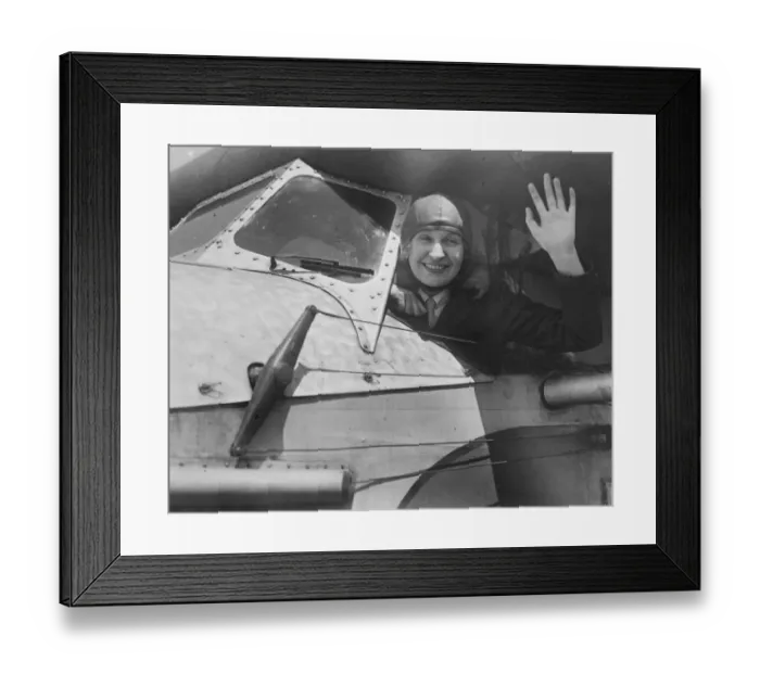 Framed Print : Luba Phillipps in the cockpit of the Tri engined Fokker Plane in which she and several Framed Print : Luba Phillipps in the cockpit of the Tri engined Fokker Plane in which she and several