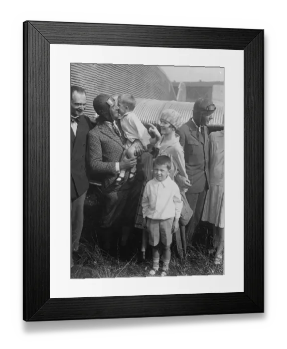 Framed Print : Risticz with his wife and children before the plane. 1928 Framed Print : Risticz with his wife and children before the plane. 1928