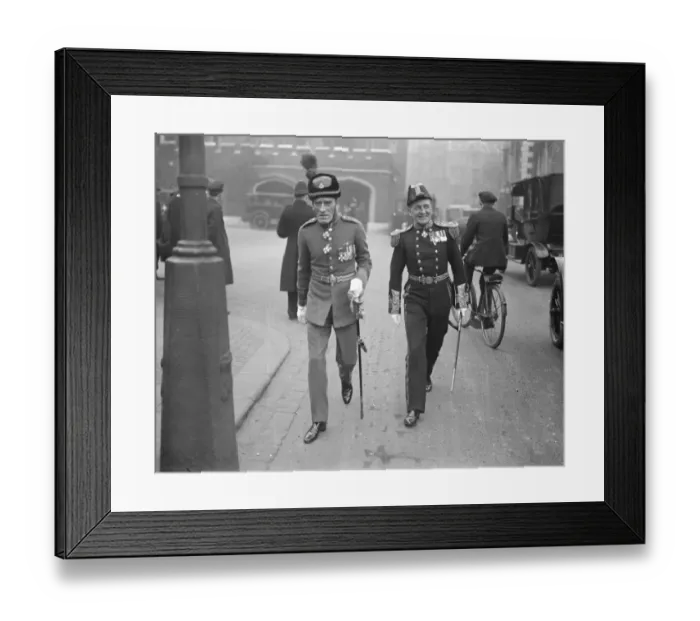 Framed Print : Levee at St Jamess Palace. Admiral Gaskell with Air Marshal Scarlett leaving Framed Print : Levee at St Jamess Palace. Admiral Gaskell with Air Marshal Scarlett leaving