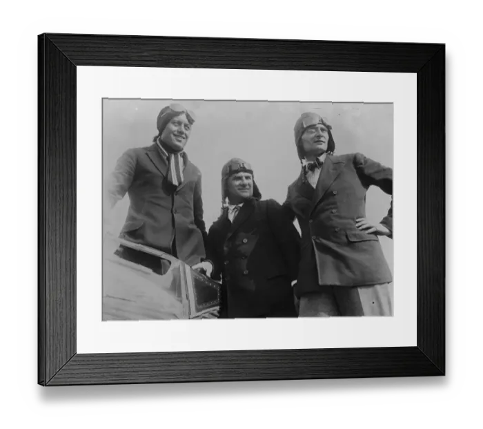 Framed Print : Germans begin Atlantic flight. The crew of the Bremen aeroplane. Left to right : Lohse Framed Print : Germans begin Atlantic flight. The crew of the Bremen aeroplane. Left to right : Lohse