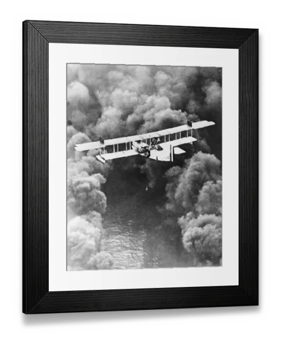 Framed Print : Flying through a smoke screen. The F5L, a seaplane, flying through a smoke screen Framed Print : Flying through a smoke screen. The F5L, a seaplane, flying through a smoke screen