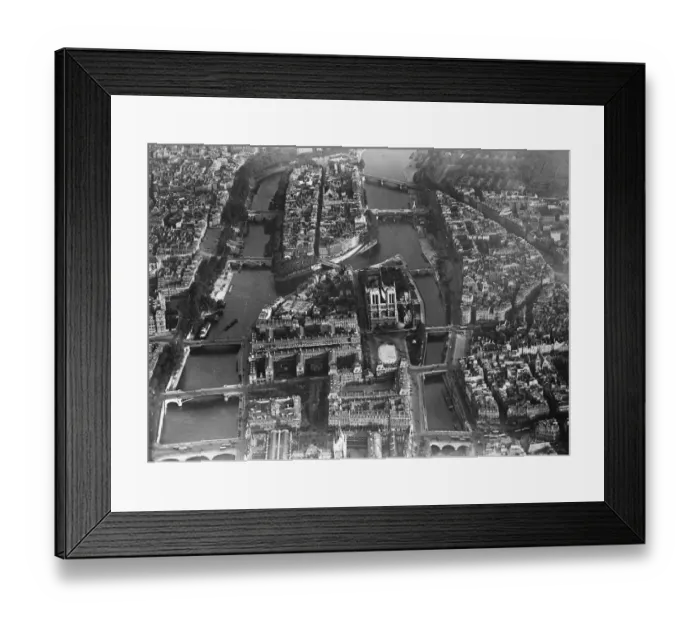 Framed Print : Paris as seen from the air. Showing in the foreground, the Ile de la Cite with Notre Dame Framed Print : Paris as seen from the air. Showing in the foreground, the Ile de la Cite with Notre Dame