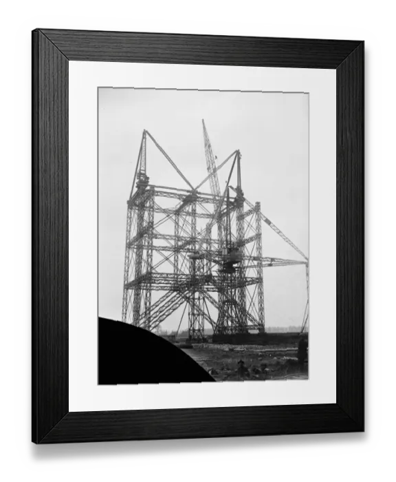 Framed Print : Giant travelling crane for airships parts. The great travelling crane now being Framed Print : Giant travelling crane for airships parts. The great travelling crane now being