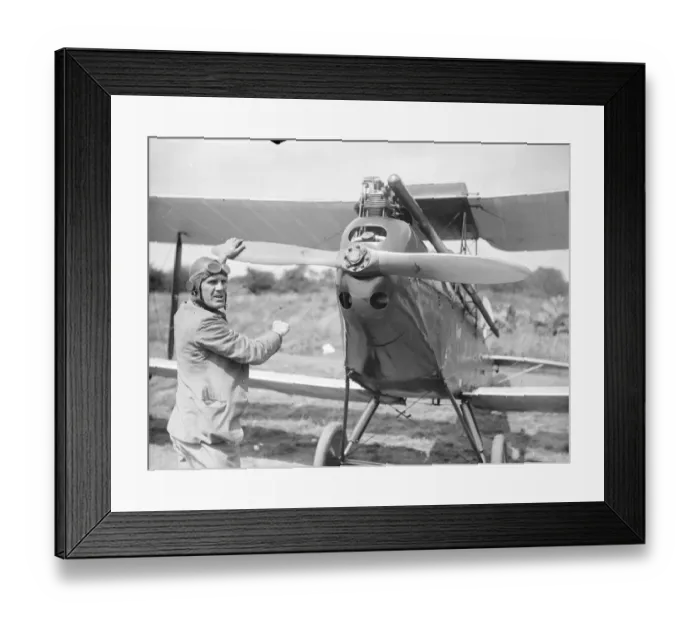 Framed Print : Five Tiger Moth machines fly to Yorkshire. Sir John Rhodes with his machine Framed Print : Five Tiger Moth machines fly to Yorkshire. Sir John Rhodes with his machine