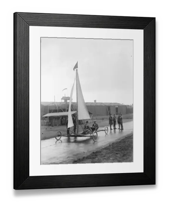 Framed Print : Mr Grahame White on land yacht at Hendon 5 July 1919 Framed Print : Mr Grahame White on land yacht at Hendon 5 July 1919