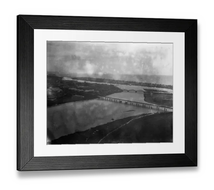 Framed Print : A view of Shoreham - by - Sea from the air showing the bridges over the River Adur