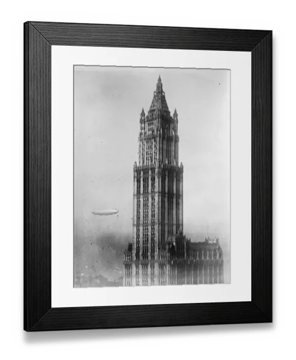 Framed Print : ZR3 over New York. The ZR3 flying over the Woolworth buildings in New York City, USA Framed Print : ZR3 over New York. The ZR3 flying over the Woolworth buildings in New York City, USA